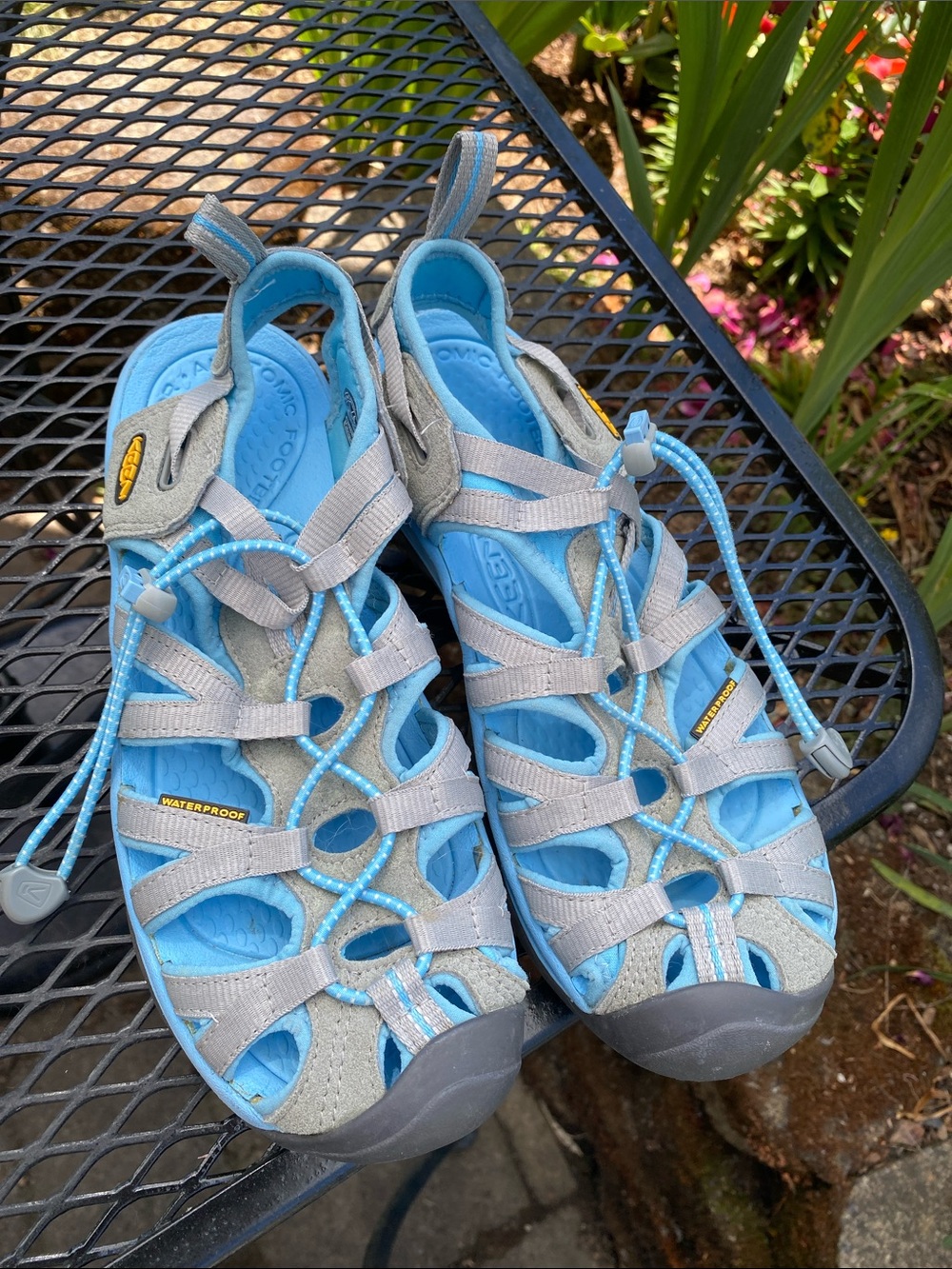 New Keen  Whisper Women's Light Blue & Light Gray Waterproof Hiking Sandals 7.5
